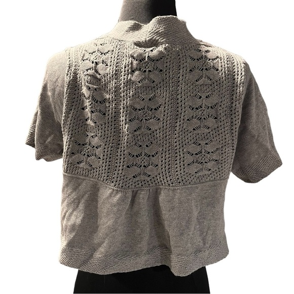 NEW Torrid Gray Pointelle Open Front Short Sleeve Shrug Sweater - Picture 6 of 10